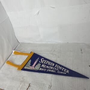 Vintage 1950s STEPHEN FOSTER MEMORIAL WHITE SPRINGS, FLORIDA Felt Pennant 12”